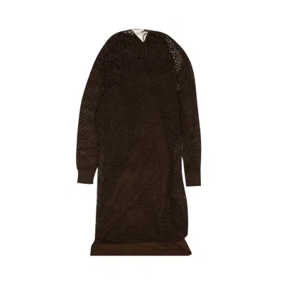 Pre-owned Bottega Veneta Beaded Mesh Knit Dress Set 'brown' | Women's Size 40