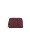 Bottega Veneta Beauty Pouch Intrecciato Leather Make-up Bag In Red