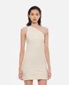 Bottega Veneta Beige Abito Monospalla Towel Logo In Beige