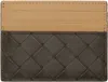 Bottega Veneta Beige & Brown Intrecciato Credit Card Holder In 3392 Kaki