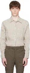 Bottega Veneta Striped Pattern Crinkled Cotton Shirt In Multi