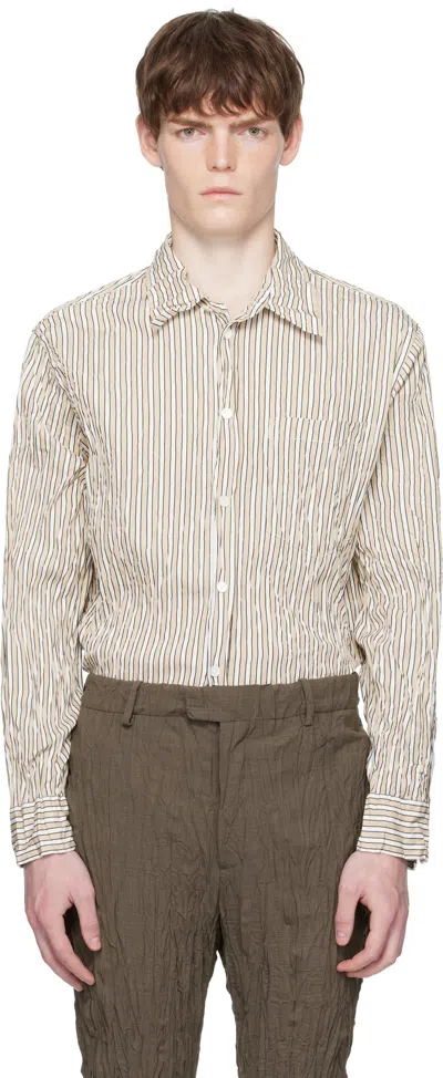 Bottega Veneta Beige & White Crushed Tech Shirt In Multi