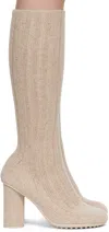 Bottega Veneta Atomic Knitted Knee-high Sock Boots In 2662 Dune Melange