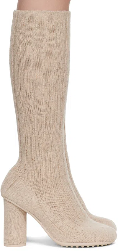 Bottega Veneta Beige Atomic Boots In 2662 Dune Melange
