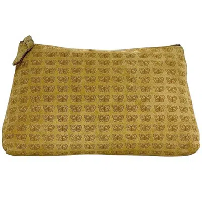 Pre-owned Bottega Veneta Beige Beige Gold Suede Clutch Bag Pouch ()