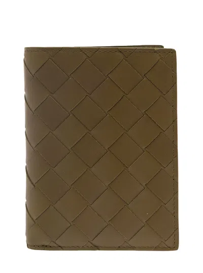 Bottega Veneta Beige Bi-fold Card-holder With Intreccio Motif In Leather Woman