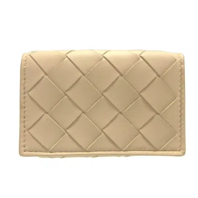 Pre-owned Bottega Veneta Beige Bordeaux Intrecciato Wallet (tri-fold) () In Beige, Bordeaux