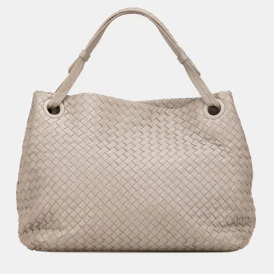 Pre-owned Bottega Veneta Beige Brown Medium Nappa Intrecciato Garda Tote In Sand