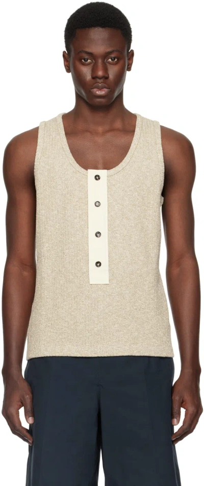 Bottega Veneta Beige Button Tank Top In 2066 Beige White
