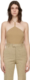 Bottega Veneta Beige Cashmere Halter Bodysuit In 9713 Beige