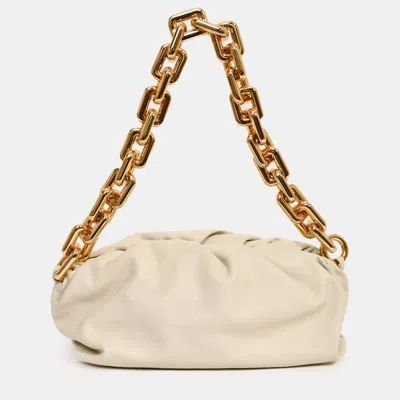 Pre-owned Bottega Veneta Beige Chain Pouch Bag In Sand