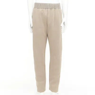 Pre-owned Bottega Veneta Beige Contrast Waistband Elastic Jogger Pants It48 M In Brown