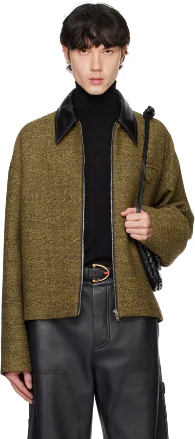 Bottega Veneta Beige Cotton Frise Jacket In Flax/beige/black
