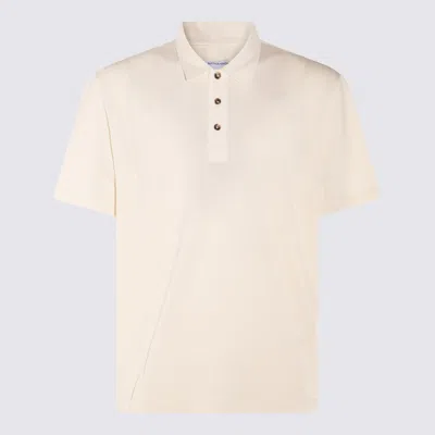 Bottega Veneta Beige Cotton Polo Shirt In White