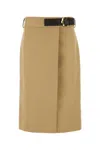Bottega Veneta Wrap Midi Skirt With Leather Belt In Beige