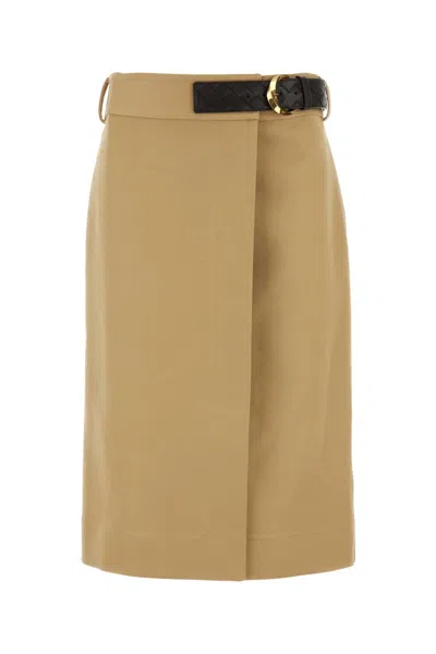 Bottega Veneta Beige Cotton Skirt In Brown