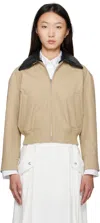 Bottega Veneta Beige Jacket With Removable Collar With Intrecciato Motif In Cotton Woman In Brown
