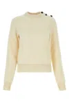 Bottega Veneta Crew-neck Wool Sweater Embellished Buttons In Beige