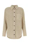 Bottega Veneta Cotton Crochet Shirt In Beige