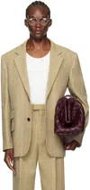 Bottega Veneta Beige Distorted Prince Of Wales Blazer In 1487 Beige/yellow