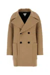 Bottega Veneta Beige Double Breasted Over Coat In Beige