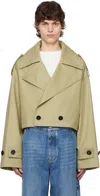 Bottega Veneta Beige Fine Compact Cotton Twill Trench Coat In 3008