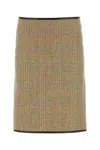 Bottega Veneta Prince Of Wales Wool Skirt In Beige