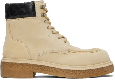 BOTTEGA VENETA BEIGE HADDOCK LACE-UP ANKLE BOOTS