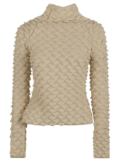 Bottega Veneta Beige High Neck Sweater