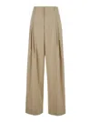 Bottega Veneta Beige High-waisted Pants With Pinces In Cotton Woman In Multicolor