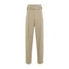 Bottega Veneta High Waist Trousers With Belt Loops In Neutrals