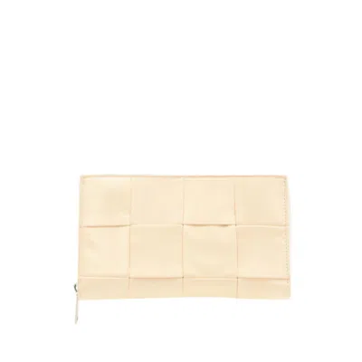 Pre-owned Bottega Veneta Beige Intrecciato Leather Long Wallet (bi-fold) () In Sand