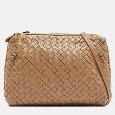 Pre-owned Bottega Veneta Beige Intrecciato Leather Nodini Crossbody Bag