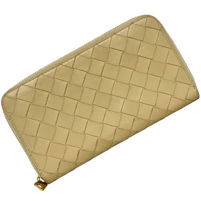 Pre-owned Bottega Veneta Beige Intrecciato Long Wallet (bi-fold) () In Sand