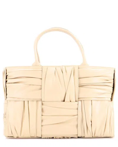 Bottega Veneta Beige Intrecciato Plisse Leather Arco Tote Maxi Medium  (authentic Pre-loved) In Neutral