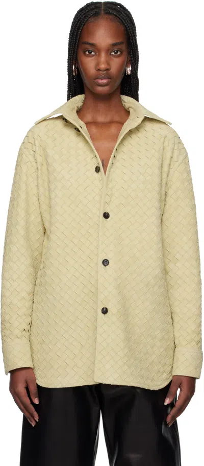 Bottega Veneta Beige Intrecciato Relaxed Leather Shirt In 9742 Trench