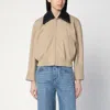 Bottega Veneta Beige Jacket With Removable Collar With Intrecciato Motif In Cotton Woman In Beige