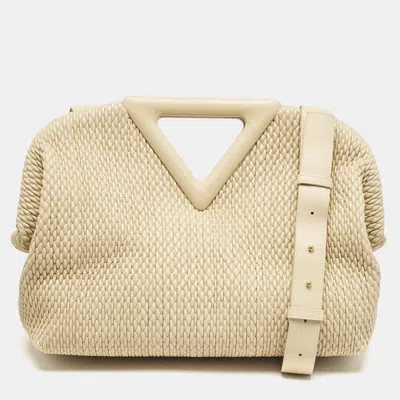 Pre-owned Bottega Veneta Beige Knit Leather Medium Point Shoulder Bag