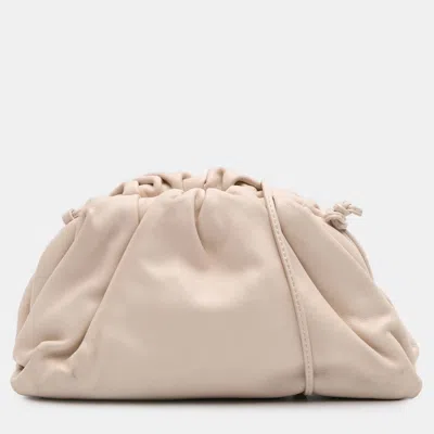 Pre-owned Bottega Veneta Beige Lambskin The Mini Pouch Crossbody In Sand