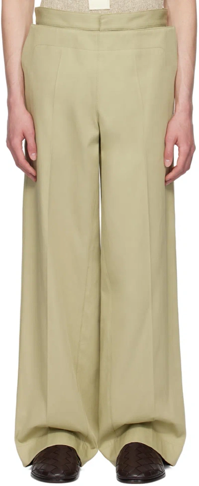 Bottega Veneta Beige Layered Trousers In 3008 Tavertine