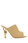 Bottega Veneta Knot Embellished Intrecciato Leather Mules In Beige
