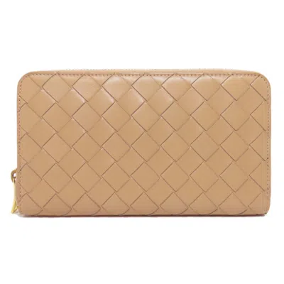 Pre-owned Bottega Veneta Beige Leather Long Wallet (bi-fold) ()