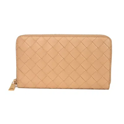 Pre-owned Bottega Veneta Beige Leather Long Wallet (bi-fold) ()