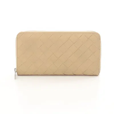 Pre-owned Bottega Veneta Beige Leather Long Wallet (bi-fold) ()