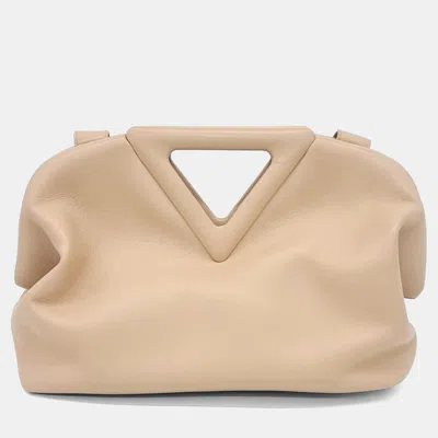 Pre-owned Bottega Veneta Beige Leather Point Bag In Sand