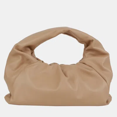 Pre-owned Bottega Veneta Beige Leather Shirring Shoulder Pouch Bag