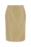 Bottega Veneta Women Beige Leather Skirt In Neutral