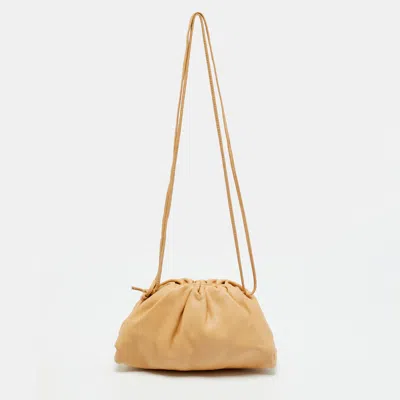 Pre-owned Bottega Veneta Beige Leather The Mini Pouch Bag In Sand