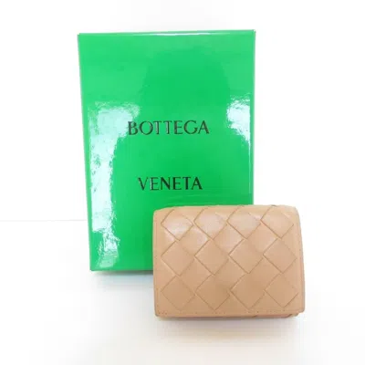 Pre-owned Bottega Veneta Beige Leather Wallet (tri-fold) () In Sand