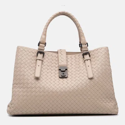Pre-owned Bottega Veneta Beige Medium Nappa Intrecciato Roma Tote